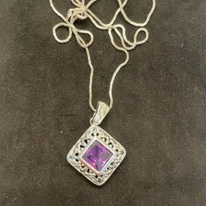 Sterling chain with  Amethyst pendant